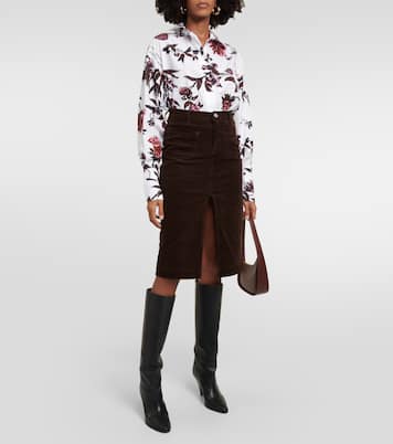High-rise corduroy midi skirt | Frame