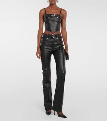 Pantalones de piel con efecto cocodrilo | Alessandra Rich