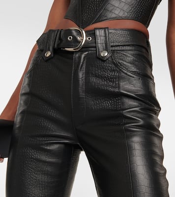 Pantalones de piel con efecto cocodrilo | Alessandra Rich