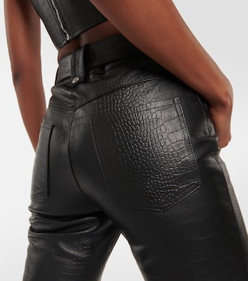 Pantalones de piel con efecto cocodrilo | Alessandra Rich