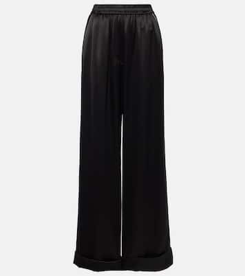 Pantalon ample à taille haute en soie mélangée | Dolce&Gabbana