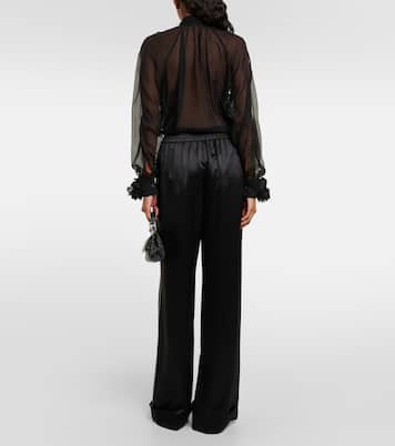 Pantalon ample à taille haute en soie mélangée | Dolce&Gabbana