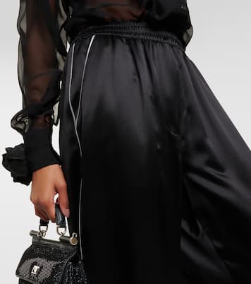 Pantalon ample à taille haute en soie mélangée | Dolce&Gabbana