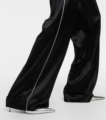 Pantalon ample à taille haute en soie mélangée | Dolce&Gabbana