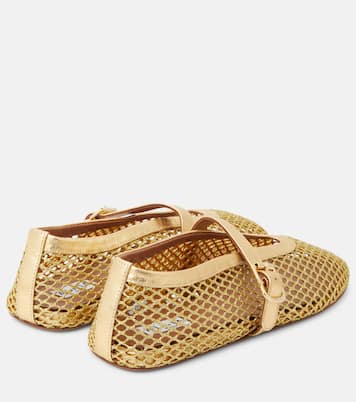 Fishnet metallic leather ballet flats | Alaïa