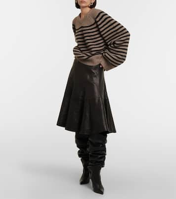 Jupe midi The Lennox en cuir | Khaite