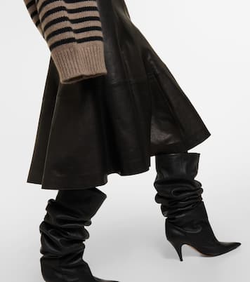 Jupe midi The Lennox en cuir | Khaite