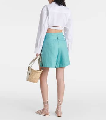 Shorts Orquidea in lino a vita alta | Adriana Degreas