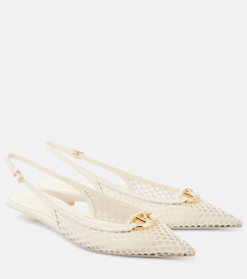 Ballerine slingback VLogo in mesh e pelle | Valentino Garavani