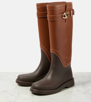 VLogo Bold leather knee-high boots | Valentino Garavani