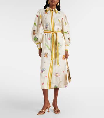 Printed linen maxi dress | Alémais