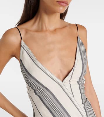 Striped linen and cotton maxi dress | Ferragamo