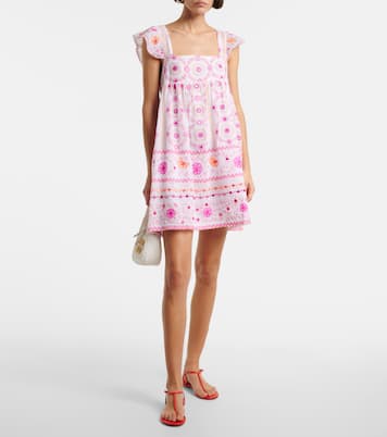 Embroidered printed cotton minidress | Juliet Dunn