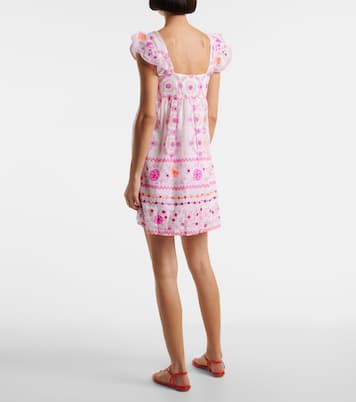 Embroidered printed cotton minidress | Juliet Dunn
