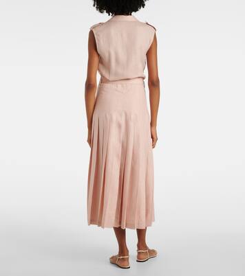 Vestido midi Bryce de lino plisado | Loro Piana