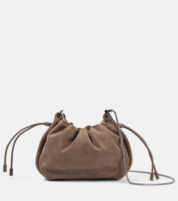 Borsa a tracolla Softy Small in suede | Brunello Cucinelli