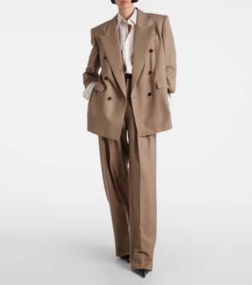 Pantaloni in lana a gamba larga | Saint Laurent