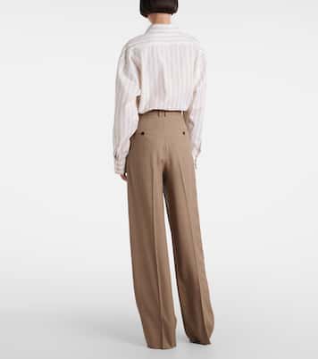 Pantaloni in lana a gamba larga | Saint Laurent