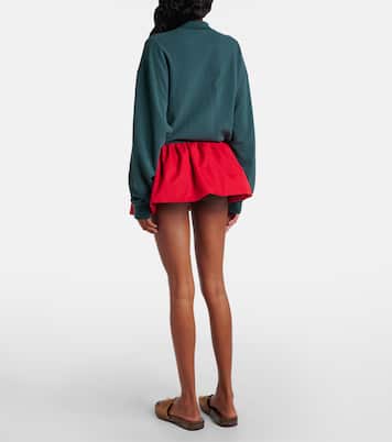 Gathered cotton poplin miniskirt | Miu Miu