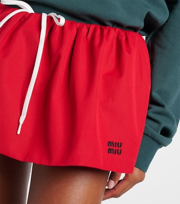 Gathered cotton poplin miniskirt | Miu Miu
