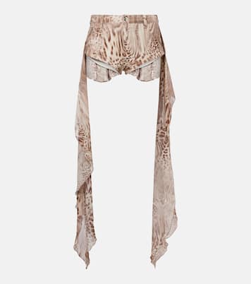 Draped leopard-print cotton shorts | Blumarine
