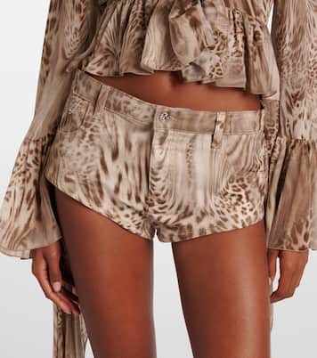 Draped leopard-print cotton shorts | Blumarine