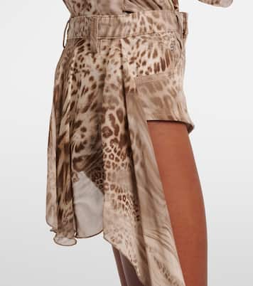 Draped leopard-print cotton shorts | Blumarine
