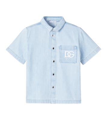 DG embroidered denim shirt | Dolce&Gabbana Kids