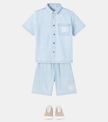 DG embroidered denim shirt | Dolce&Gabbana Kids