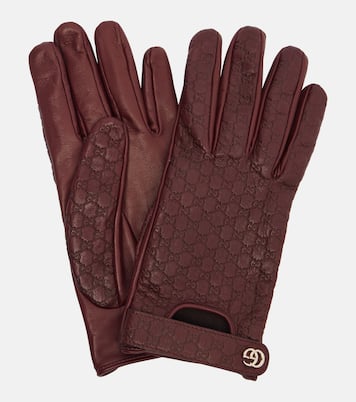 GG debossed leather gloves | Gucci