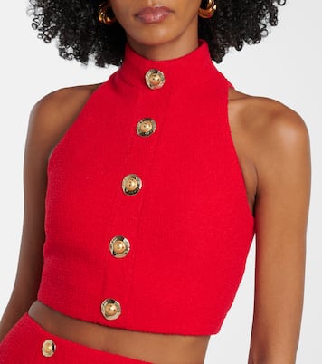 Top in crêpe di misto lana con scollo all’americana | Balmain