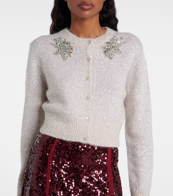 Cárdigan cropped en mezcla de alpaca adornado | Erdem
