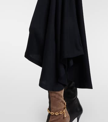 Belted ribbed-knit draped cotton-blend midi dress | Loewe