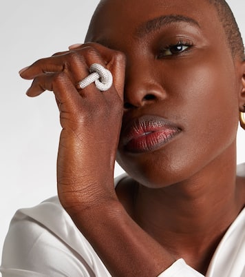 Legacy Knot Big 18kt white gold ring with diamonds | Engelbert