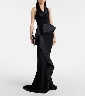 Provocateur halterneck peplum satin gown | Maticevski