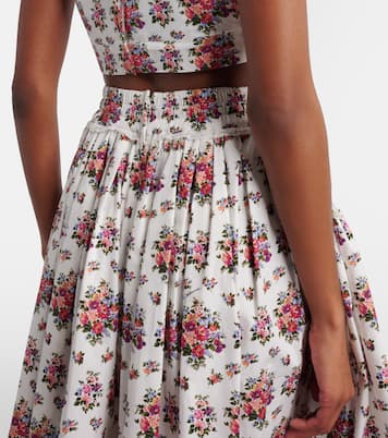 Floral lace-trimmed cotton midi skirt | Dolce&Gabbana