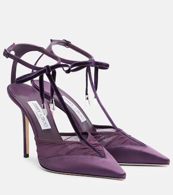 Afia 100 velvet-trimmed satin pumps | Jimmy Choo