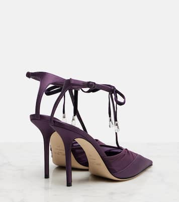 Afia 100 velvet-trimmed satin pumps | Jimmy Choo