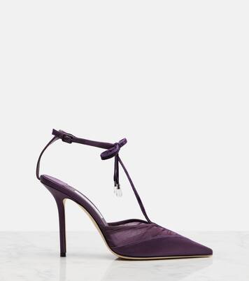 Afia 100 velvet-trimmed satin pumps | Jimmy Choo