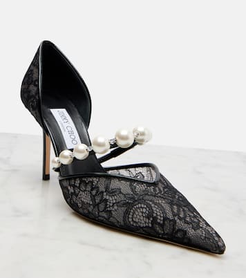 Aurelie 85 lace and leather pumps | Jimmy Choo