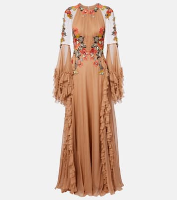 Zilara embellished silk georgette gown | Costarellos