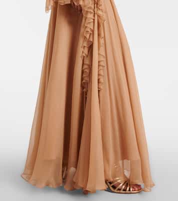 Zilara embellished silk georgette gown | Costarellos