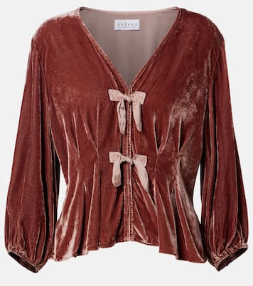 Elida bow-detail velvet top | Velvet