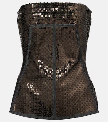 Sequined denim bustier top | Rick Owens
