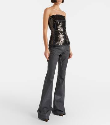 Sequined denim bustier top | Rick Owens