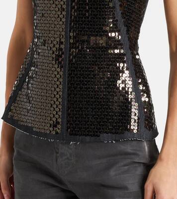 Sequined denim bustier top | Rick Owens