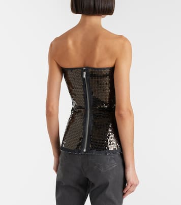 Sequined denim bustier top | Rick Owens
