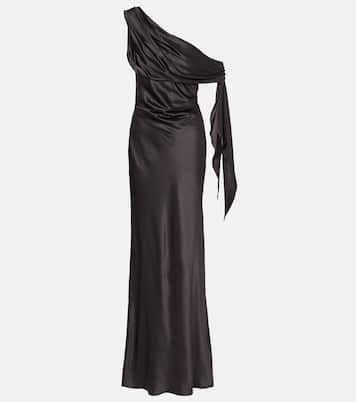 Draped one-shoulder silk satin gown | The Sei