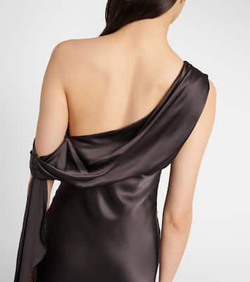 Draped one-shoulder silk satin gown | The Sei