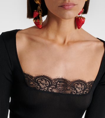 Lace-trimmed silk top | Saint Laurent